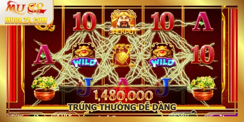 Trúng lớn khi biểu tượng liền kề trên các dòng trả thưởng